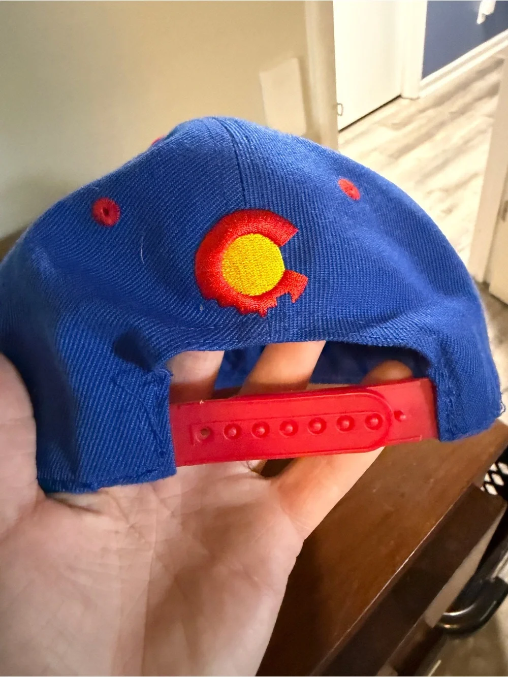 Blue and Red Snapback Hat with Colorado Graphic